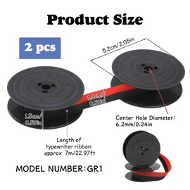 Pack of 2 GR1 Ink Ribbons for Typewriter, Compatible with Classic Models, Nylon Typewriter Ink Ribbon, Double Spool Typewriter Ink Ribbon, Each 7 Metres (Set E)