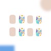 24Pcs Flower Press on Nails Short Square Fake Nails with
