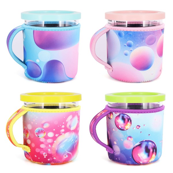 4Pack Reusable 24oz Ice Cream Sleeves with Handle, Neoprene Insulated