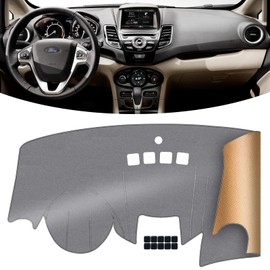 KEYOOG Dashboard Cover Dash Mat Fit for Fo-rd Fiesta 2019-2009 (Without (NAV) Navigation Models),Car Dash Board Mat Anti-Glare Carpet,Non-Slip Pad Sunshield Protector (Grey)