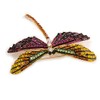 Statement Yellow/Green/Fuchsia/Black Crystal Dragonfly Brooch In Gold Tone - 60mm