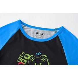 UNICABBIT21 Pajamas for Boys Cute Black Gamer Long Sleeve and Pants Sleepwear 2-pieces Big Kids PJS Cloth Size 12