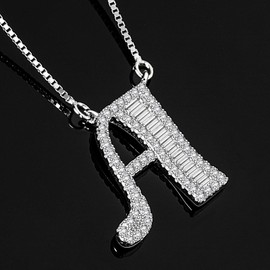 B.Catcher Women's Necklaces Cubic Zirconia Jewelry Initial Pendant 925 Sterling Silver Alphabet Necklace, Cubic Zirconia, Cubic Zirconia