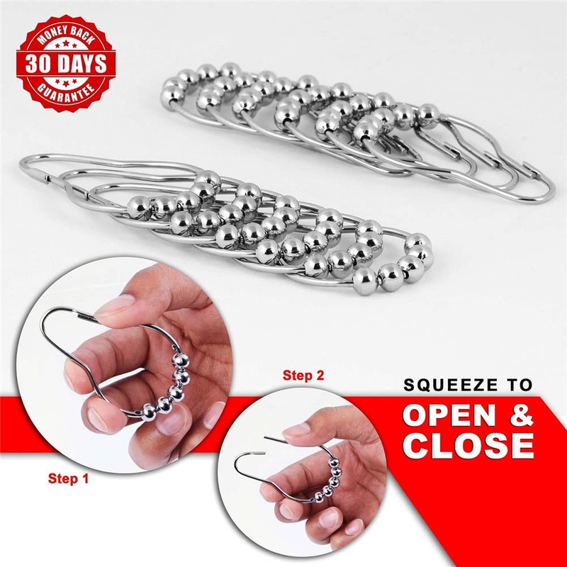 Uigos Shower Curtain Hooks Rings, Rust-Resistant for Bathroom Shower Rods