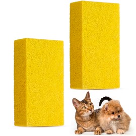 2 Pack Pet Hair Remover Sponge Cat and Dog Hair Sponge, Yellow