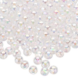 HARFINGTON 1500pcs Acrylic Round Beads AB Colors 4mm Loose Bubble Spacer Craft Beads with Hole for DIY Earring Bracelet Necklace Key Chains, Transparent AB