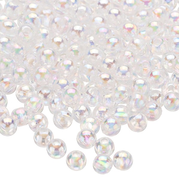 HARFINGTON 1500pcs Acrylic Round Beads AB Colors 4mm Loose Bubble