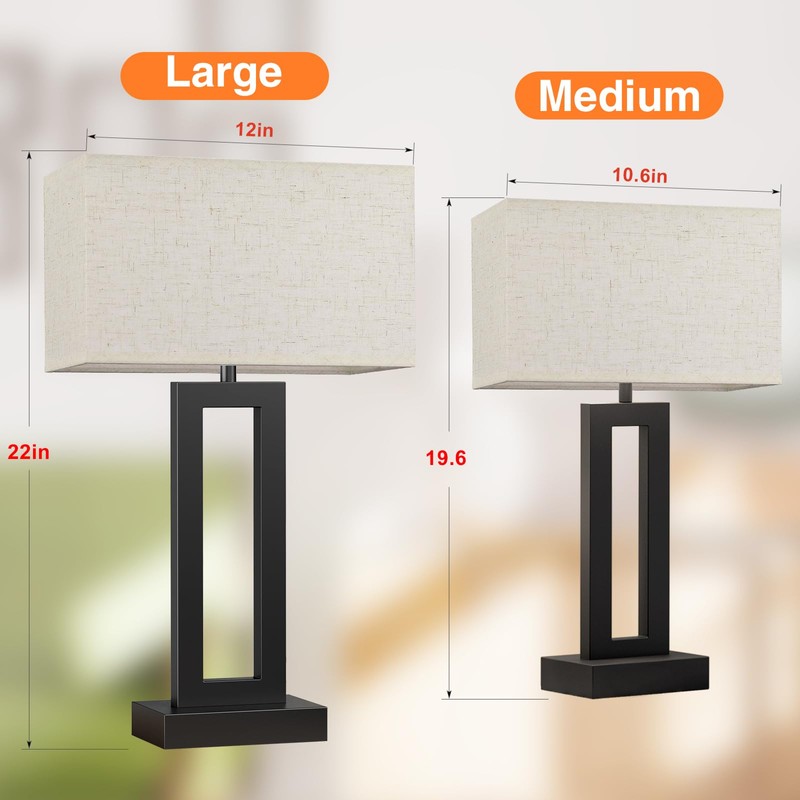 Seealle 22" Tall Living Room Lamps for Night Stands -