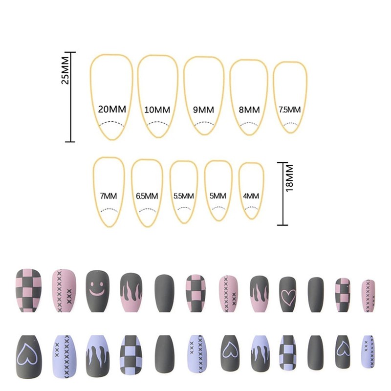 RTRTGS 2 Colours 48 Pieces Matte False Nails for Gluing