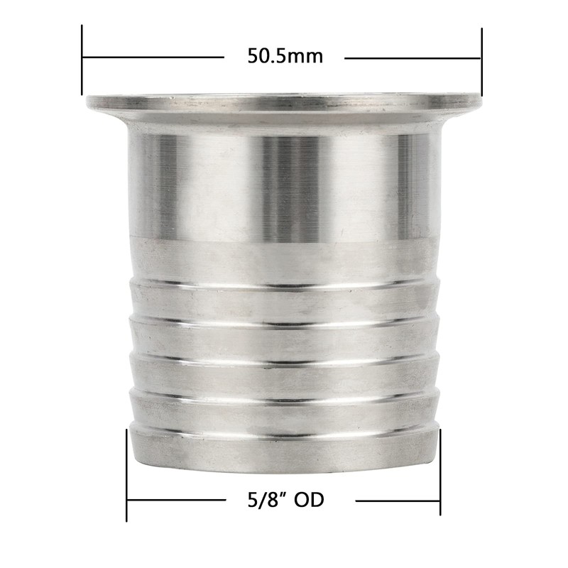 Pysrych 1.5" Tri Clamp to 5/8" Hose Barbed Adapter SUS304