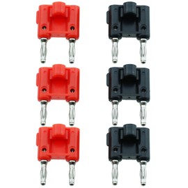 BLLNDX 6PCS Duplex Banana Plug Cable Connector 4mm Siamese Test Lead Banana Splice for 2-Way Speaker Wire Nickel Plated Dual Row