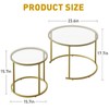 Azheruol Nesting Coffee Table Set of 2,Modern Gold Tempered Glass