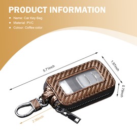 Opuweiy Car Key Holder, Carbon Fiber Pattern Key Cover, Universal Storage Bag for Men Women (Coffee)