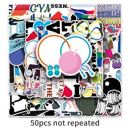 Fitness Sticker Exercise Sticker Set 50 Pieces Cute Decoration for Car Laptop Skateboard Bicycle Moped Motorcycle Bicycle Computer Suitable for Adults Children