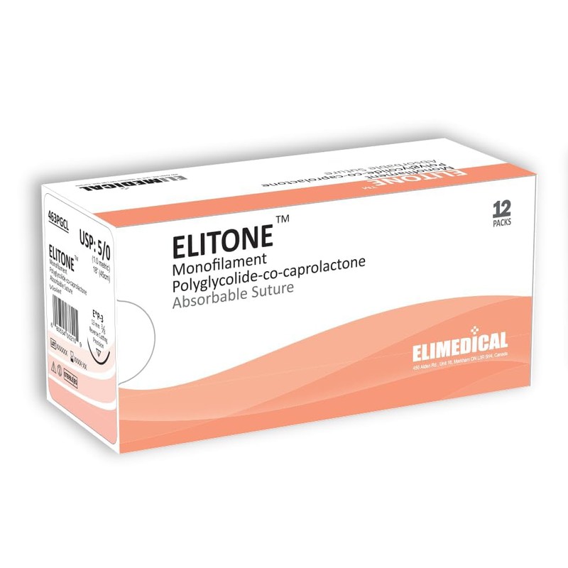 ELITONE Suture with Reverse Cutting Needle, 12 Pack. Sutures for