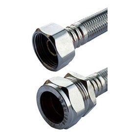 Compression Flexible Tap Connectors 15mm x 1/2" BSP Hose Tap Flex Connector 300mm Long - Packs of 2