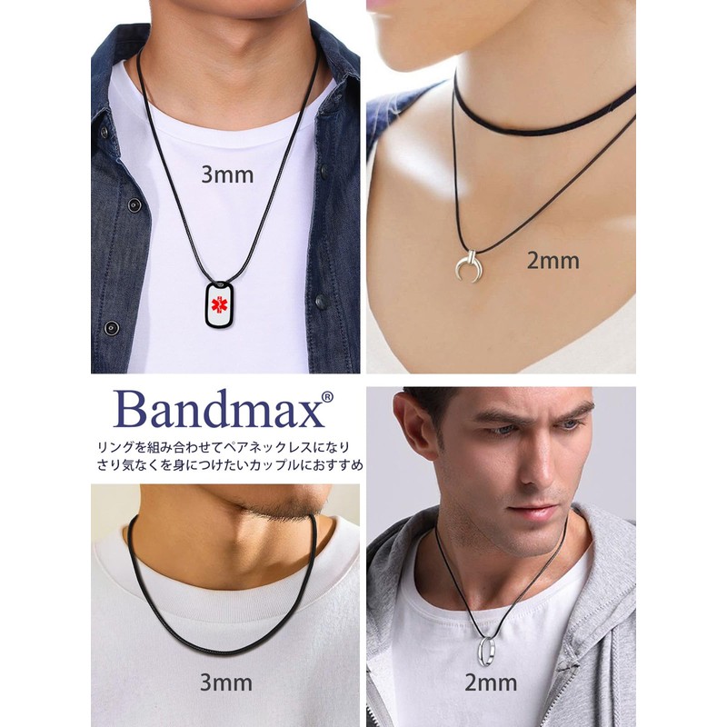 Bandmax Black Necklace, Men's, Women's, Stainless Steel, Clasp, Black, Casual,