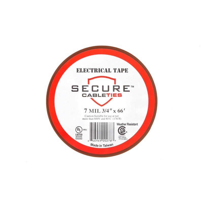 Secure Brown Electrical Tape 3/4 Inch x 66 Feet -