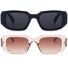 KamQen 2 Pieces Y2K Rectangle Sunglasses for Women Men Trendy