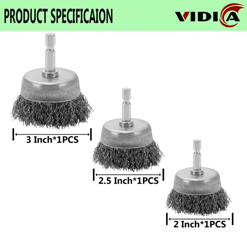 VIDICA Wire Brush for Drill Set 20 Pcs, Wire Wheel