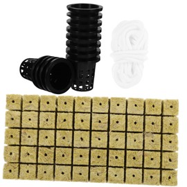 Totority 1 Set Self Hydroponics Growing System Kit Mineral Wool Planting Cubes Cotton Rope Planting Baskets for Indoor and Balcony Gardening