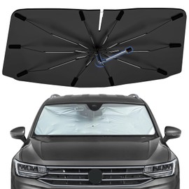 Windshield Sun Shade Umbrella for Volkswagen Tiguan 2018-2025, 360 Rotation Car Sunshade for Front Window, Highly Reflective Auto Sun Shield Cover for UV Protection, Keep Car Cool Accessories