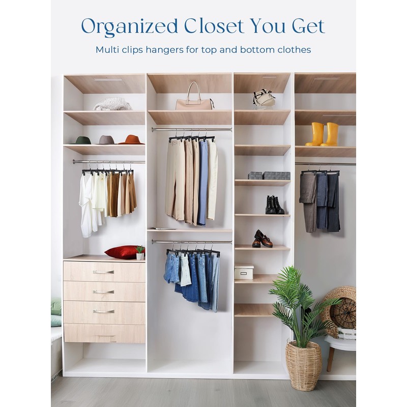 Smartor Space Saving Skirt Hangers - 150 Pack, Slim Plastic