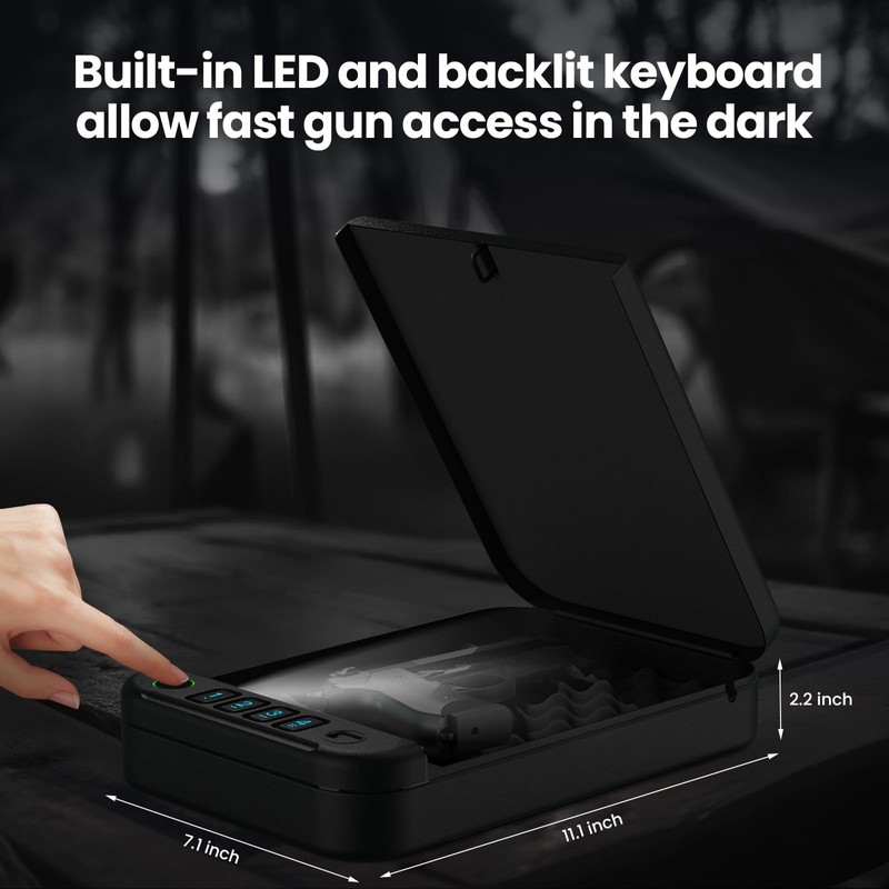 Gun Safe, Upgrade APP Control Portable Small Pistol Safe Travel
