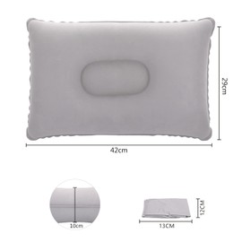 SUTAFOR Inflatable Cushion Pack of 2 Camping Pillows Travel Cushion Flocking Seat Cushion for Beach Outdoor Hiking Grey 42 x 29 cm