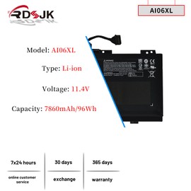 RDSJ AI06XL Laptop Battery for HP ZBook 17 G3 Xeon E3-1535M 17.3" Mobile Workstation Series A106XL AIO6XL HSTNN-LB6X HSTNN-C86C 808397-421 808451-001 808451-002 AI06096XL 11.4V 96Wh
