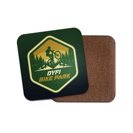 Dyfi Square Coaster - Mountain Forest UK Resort Bike Park MTB Route Sport Trails Biker Fan Hobby Travel Kitchen Drink #82511