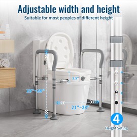 Raised Toilet Seat for Seniors with Handles - 3.5in Elevated Toilet Seat Risers, Elevated Toilet Safety Seat with Adjustable Width & Height, Ideal for Elderly, Pregnant & Handicapped, Fit Any Toilet