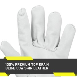 Glove Station Un-lined Top Grain Beige Goatskin Leather Driver Work Gloves Hand Protection, Available Size in Small - Extra Large (X-Large (XL), 6-Pack)