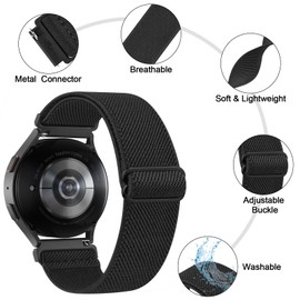 GloryFit Smart Watch Bands, 22mm Elastic Nylon Watch Straps for GloryFit T80 T70 T60 T50 P99 P98 Smartwatch, Replacement Wristband Adjustable Sport Straps Fabric Breathable Lightweight (Black+Grey+Pink)