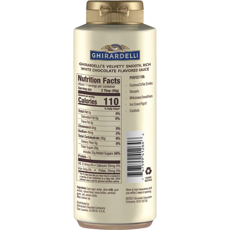 Ghirardelli White Chocolate Sauce 16 oz Squeeze Bottle (Pack of