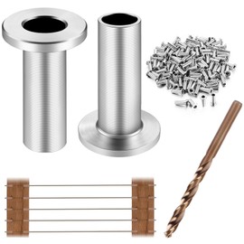 CKE 120 Pack T316 Stainless Steel Protector Sleeves for 1/8" 5/32" or 3/16" Wire Rope Cable Railing, Marine Grade Wire Rope Protective Sleeves with Drill Bit for Wood Posts DIY Balustrade, CR201