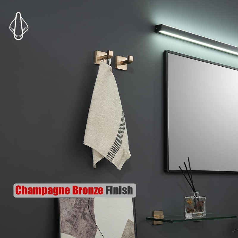 JQK Bathroom Towel Hook Champagne Bronze, Coat Robe Clothes Hook