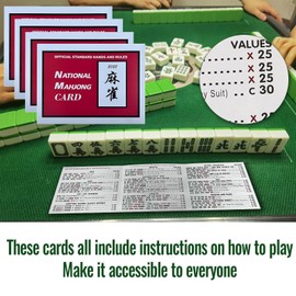 4Pcs Mahjong Cards 2025 National Standard Rules and Hands, Mah-Jongg Cards Game Large Print Mahjong Scorecard Cards - Red