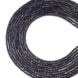 FASHEWELRY 10 hebras de cuentas de cristal Briolette de 2 mm, cuentas espaciadoras de cristal facetado para collares, pulseras, joyas, color negro