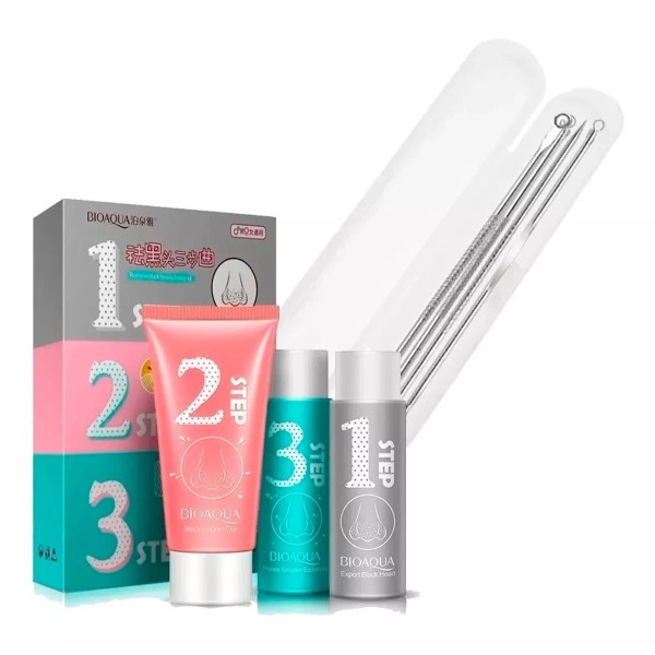 Bioaqua Tratamiento 3 Pasos Puntos Negros Y Kit Removedor Espinillas