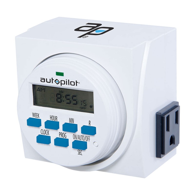 Autopilot 7 Day Dual Outlet Digital Programmable Light Timer Controller,