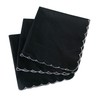 MZLIU Women Black Handkerchiefs Cotton Hankies with Embroidered Scalloped Edge