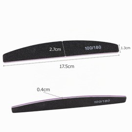 Carehabi Pack of 20 Professional Nail Files 100/180 Grit Nail Files for Gel Nails and Natural Nails Reusable Double-Sided Nail File for Nail Salons DIY Nail Art Home Black