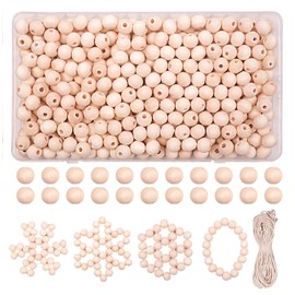 JHWELRG 10mm Holzperlen zum Auffädeln,340 Stück Natürliche holzkugeln mit Loch für DIY Schmuck Herstellung Bastelarbeiten, Makramee