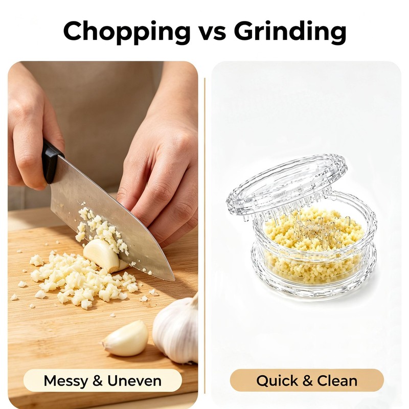 Clear Manual Garlic Twister and Ginger Mincer – Effortlessly Crush