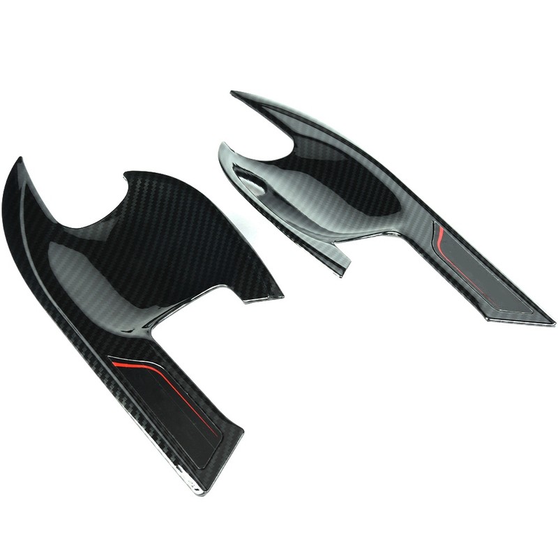 4pcs Carbon Fiber Style External Outer Door Bowl Handle Cover