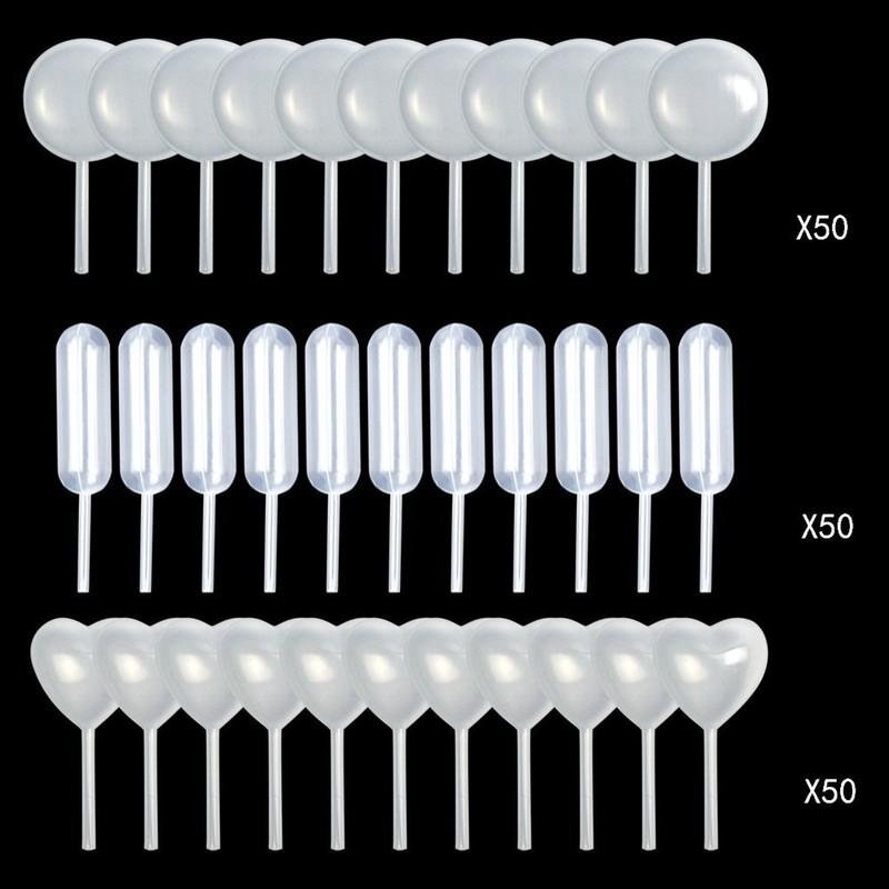 150 Stück, 4 ml, Kunststoff-Pipetten, Herz/rund/rechteckig, Transferpipetten, geeignet für Schokolade,