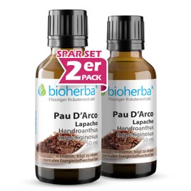 BIOHERBA – 2 Pau D'Arco Lapacho Tropfen – 50 ml Tinktur – Mit Lapacho-Rinden-Extrakt, Vitamin B2 – Handroanthus impetiginosus – Vegan, Unterstützt Blutbildung, Zellschutz, Schleimhäute – PZN 17186894z