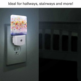 Chrobak LED Night Light,Abstract Floral Watercolor Paintings LED Night Light Plug into Wall with Dusk to Dawn Light Sensor White Energy Efficient Nightlight for Bedroom Hallway Living Room Kitchen