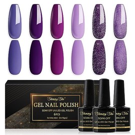Shining She UV Nagellack Lila, 6 Farben Lila Wisteria Rose lila Gel Nagellack Set Soak-Off UV Schellack nagellack Manik√ºre Set f√ºr Anf√§nger Nail Art Salon DIY, 8ML